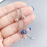 Blue Lotus Anklet Female Bell 925 Sterling Silver Anklet Original Design Retro Literary Antique Tran