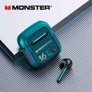 Monster XKT16 บลูทู ธ 5.3 หูฟังการออกแบบกลไกหูฟังไร้สายสำหรับเล่นเกมหูฟัง TWS ไมโครโฟนลดเสียงรบกวนหูฟังกีฬาใหม่
