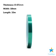 TookDee ฟิล์ม PET ทนความร้อนสีเขียว เทปฉนวนทนความร้อน หนา 0.05mm ความยาว 33m Green Pet Film Tape