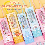 Stationery Sets/Kids Goodie bags/5-In-1 Stationery Sets/Children’s Day gifts/Christmas Presents for Children/Pencil Ruler Eraser Sharpener/Return Gift/Exchange Gift/Children’s Birthday Party Gift Set