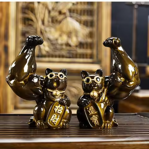 Lucky Cat Color-changing Tea Pet Ornament Dali Kirin Arm Cat Kung Fu Tea Set Raising Accessories Dec