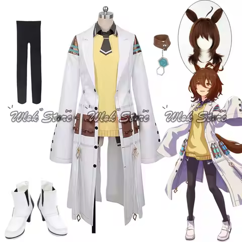 Umamusume Pretty Derby Agnes Tachyon Cosplay Costume Long Coat Suit Brown Wig Ears and Tail Women Ha