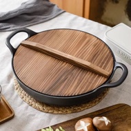 ELtamart Wok Cast Iron Skillet Pan Skillet Double Handle Cast Iron