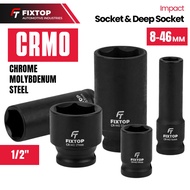 MATA FIXTOP CR-MO Impact Socket Bit 1/2 Long and Short Impact Socket Bit Wrench 8mm - 46mm Black Imp