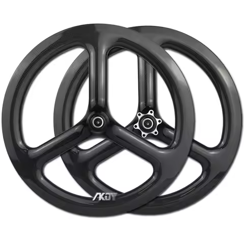 Carbon 16" 349 Wheelset Disc Brake Clincher Three Spoke Folding Bike Wheels 16inch Tri-Spoke Wheelse