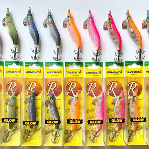 YAMASHITA R EU US 1.5/1.8/ 2.2/2.5 /3.0/3.5 Glow Squid Lure Bait EGI JIG Hook Blow Tube Wooden Shrim