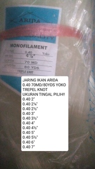 JARING IKAN SENAR ARIDA 0.40 70MD/80YDS YOKO UKURAN TINGGAL PILIH JARING ARIDA  JARING NELAYAN IKAN LAUT