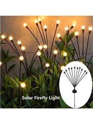 太陽能螢火蟲造景燈，戶外LED風力驅動地插式燈，適用於花園庭院裝飾，防水，燈飾戶外照明