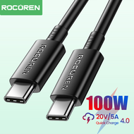 Rocoren 100W USB C ถึง USB สายเคเบิล Type C ชาร์จเร็วสายชาร์จ USB-C 5A พิมพ์สายเคเบิลสำหรับ Macbook Samsung POCO Xiaomi