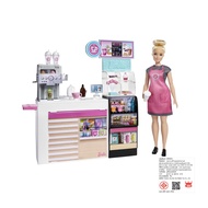 Barbie Coffee Shop Playset ตุ๊กตาบาร์บี้ และชุดเพลเซ็ตร้านกาแฟ GMW03