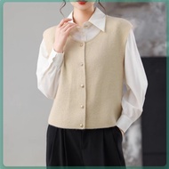 ชุดเสื้อแขนกุดผ้าถักคอเต่า Dopamine Ancora สีแดงต้นฤดูใบไม้ผลิ