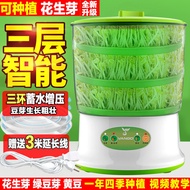 Rongwei Bean Sprout Maker for Home Use, Double-Layer Fully Automatic Large Capacity Green Bean Sprou