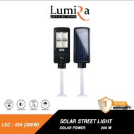 โคมไฟถนน LUMIRA SOLAR STREET LIGHT LSC-024 200w 300w 400w พร้อมขาค้ำและรีโหมด มาตรฐาน  ให้ความสว่าง 