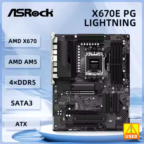 ASRock AMD X670 Motherboard X670E PG LIGHTNING Sokcet AM5 DDR5 192GB support 7900X 7600 8300GE 9950 