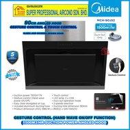 Midea Cooker Hood MCH-90J52 90cm Angle Designer Hood / Midea Built in Hob MGH-76Q60B 76cm Tempered G