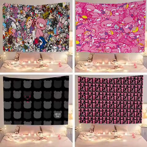 Cartoon G-gloomy Bear Chart Tapestry For Living Room Home Dorm Decor Art Home Decor