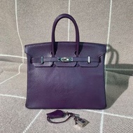 Hermes Birkin 25 有養護二手Hermes愛馬仕birkin25海葵紫山羊皮銀扣I 刻
