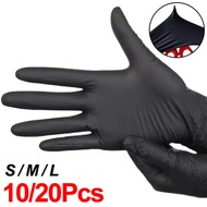 authentic 20Pcs Nitrile Disposable Gloves Waterproof Latex Free Black Cooking Kitchen Food Gloves La