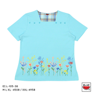 เสื้อแตงโม (SUIKA) - เสื้อคอสี่เหลี่ยมแขนสามส่วนผ้ายืด (EI.LFS-105)