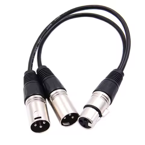 30cm 3 Pin XLR FEMALE Jack To Dual 2 MALE Plug Y SPLITTER Cable Adaptor 1 FT Foot Cord