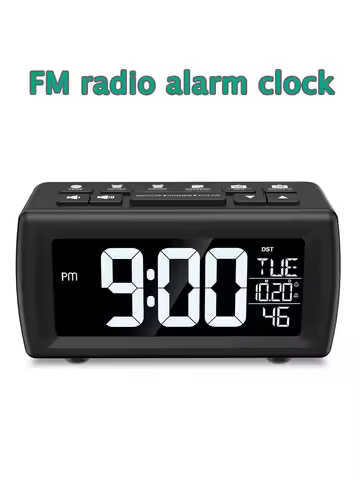 ORIA Alarm Clock Radio Digital FM Radio Clock with Snooze and Adjustable Volume Bedside LED Clock wi