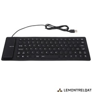 LEMONTRELQAT Silicone Keyboard, 85 Keys Waterproof USB Wired Keyboard, Portable Silent Keys Black/Or