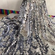 90x130cm Mã Hóa 18mm Sequins Vải Lưới Vàng Và Kim Sa Bạc Hạt Vải Lưới May Tự Làm Đồ Trang Trí Đám Cư