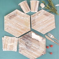 Birthday Paper Plate Cake Plate Gilding Rose Gold Disposable Party Paper Plate Paper Cup Paper Towel