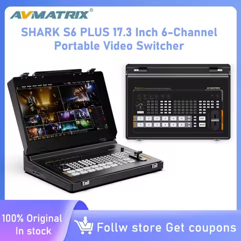 AVMATRIX SHARK S6 PLUS 17.3" 6-CH SDI/HDMI Portable Live Video Switcher with Streaming & Recording, 