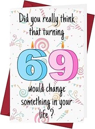 Karto Funny 69th Birthday Card for Men Women - Large 5.5x8.5 inch 69 Years Old Birthday Cards for Hi