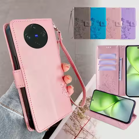 Classic Magnetic Buckle Wallet Card Cover for VIVO X100 X200 Pro mini X100S X90S Vivo X90 X80 X70 X6