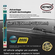 Heyner Germany Hybrid Wiper Blade 14'-32' Nano Graphit 9 Type Wiper Adapters BMW/BENZ/TOYOTA/SUBARU/
