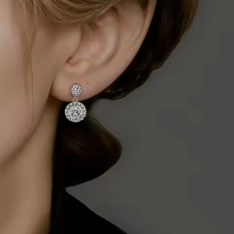 ONE CARAT Moissanite Earrings Women 925 Sterling Silver Elegant Jewelry Sparkling Luxury Accessories