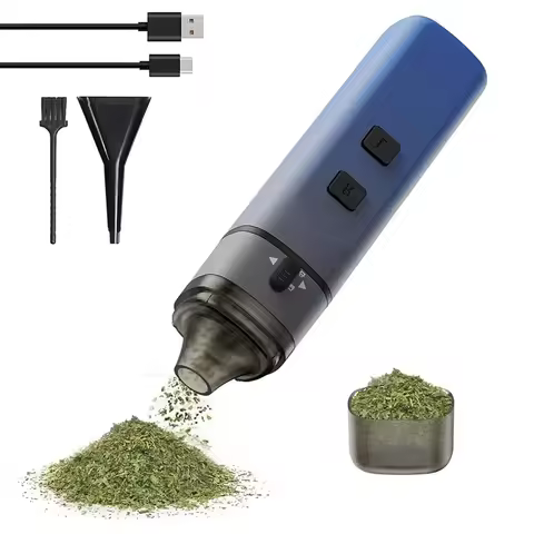 A006-Blue One-Touch Automatic Herb Grinder - Portable Electric Grinding Machine For Spices, Up To 1.