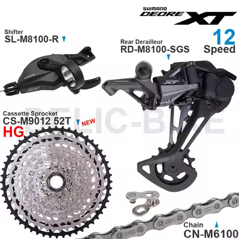 SHIMANO DEORE XT M8100 Groupset with M8100 Shifter Rear Derailleur CN-M6100 Chain Original and Casse