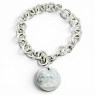 成色極佳 △ TIFFANY&Co. Tiffany Return to Tiffany 圓形吊牌手鍊配件 925銀 18厘米 重量36.14克 男女皆宜