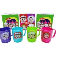 [MDAGROSIR] FAMILY MUG SET 4 IN 1 FAMILY PLASTIC GLASS/ 4 PCS BIGGY GLASS/ FREE BOX