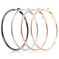 316L Stainless Steel Titanium Steel Large Circle Earrings Fashionable Atmospheric Spring Shrimp Bow 