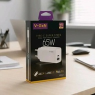 Travel Charger V-GeN VTC2-42 65W Dual Port Type C & USB QC3.0 PD3.0 Super VOOC Super Speed Fast Char