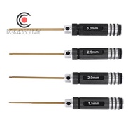 4 Pcs 1.5 / 2.0 / 2.5 / 3.0 mm Hex Screwdriver Set Titanium Hex Wrench Tool Set for Multi- FPV RC To