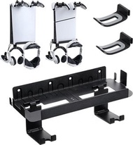 雜乜鋪 - ✪5合1✪PS5 Slim PS5壁掛支架，用於PS5/PS VR2，PlayStation 5 Wall Mount（碟片和數字版），可拆卸控制器和耳機衣架，兼容任何版本