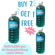 Refill bubble gun isi ulang gelembung sabun 500ml (BUY 2 GET 1 FREE) / BELI 2 BOTOL DIKIRIM 3 BOTOL