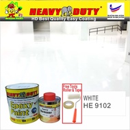 HE9102 WHITE / 1L Two Pack Epoxy Floor Paint Heavy ( FREE TOOLS : 4" ROLLER SET+ TAPE ) Cat Lantai Ceramic Coating
