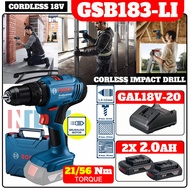 BOSCH GSB183-LI 18V CORDLESS IMPACT DRILL / DRIVERS C/W 3 PACKAGES