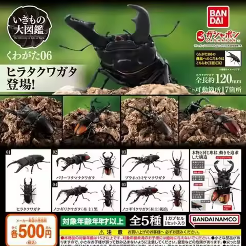 Bandai Genuine Biological Encyclopedia Gashapon Toys Stag Beetle 06 Hexarthrius Parryi Simulated Ins