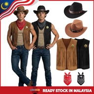 Adult Premium Cowboy Costume Set for Men | Western Vest Hat Scarf Badge Outfit Westworld Style Cowbo