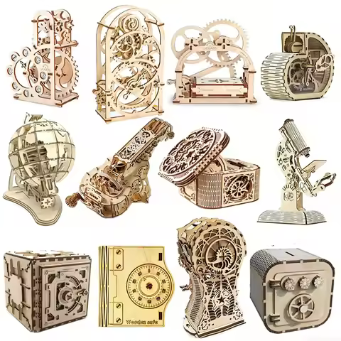 Digital Files 12pcs Wooden Transmission Model CNC Laser Cut Vector Design Files CDR DWG DXF