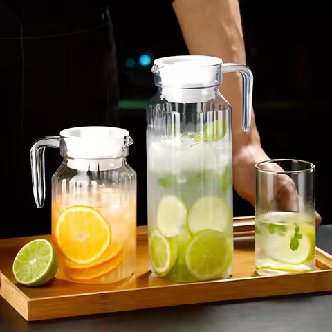 Pitcher with Lid-Beverage Serveware and Storage Container for Hot Liquids or Cold Drinks Juice Conta