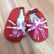 MERAH [PRELOVED] Red RIBBON BABY SHOES SIZE 11 cm (CODE C)