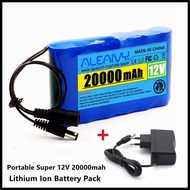 ALEAIVY Portable 12V and 24V 20000mah Super Lithium Battery Rechargeable Battery Pack With 12.6V 1A 